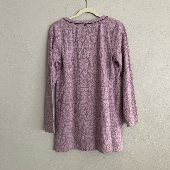Soft Surroundings Tunic Top Small Oversized Purple Brocade Paisley Scoop Neck - Picture 6 of 8